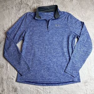 Under Armour Heat Gear 1/4 Zip Long Sleeve Womens Size Large Fitted Run Activewe